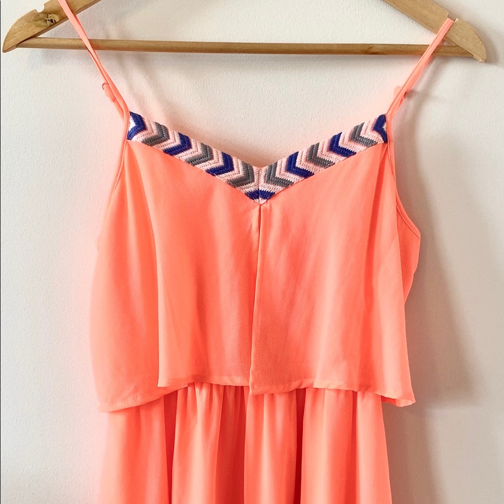 Ya Women’s Size Small Coral Summer Dress Chevron